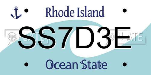 SS7D3E Rhode Island License Plate