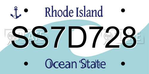 SS7D728 Rhode Island License Plate