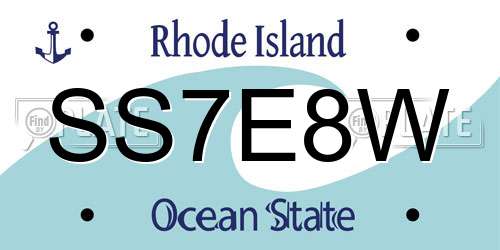 SS7E8W Rhode Island License Plate