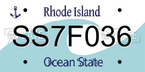 SS7F036 Rhode Island License Plate