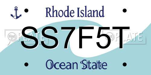 SS7F5T Rhode Island License Plate