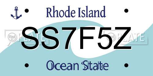 SS7F5Z Rhode Island License Plate