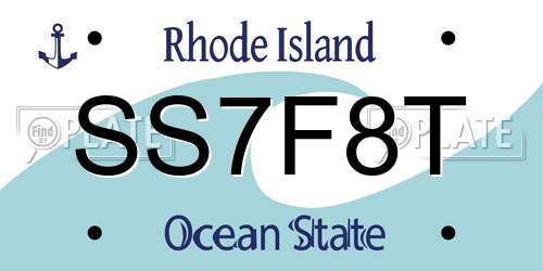 SS7F8T Rhode Island License Plate