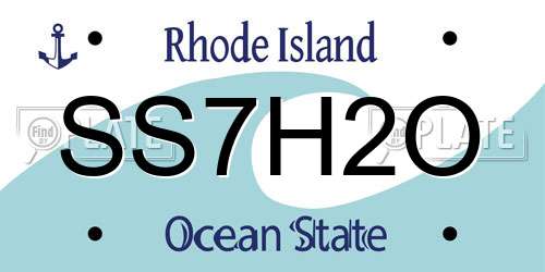 SS7H2O Rhode Island License Plate