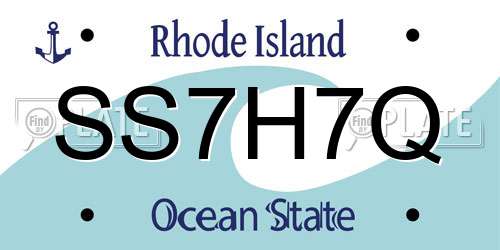 SS7H7Q Rhode Island License Plate