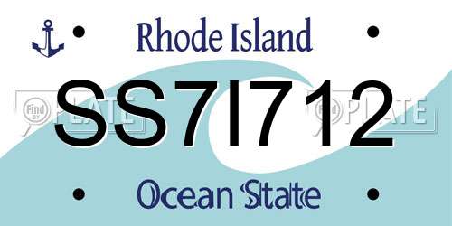 SS7I712 Rhode Island License Plate
