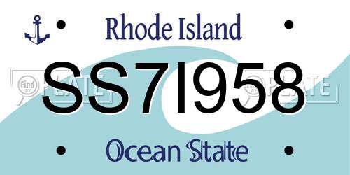 SS7I958 Rhode Island License Plate