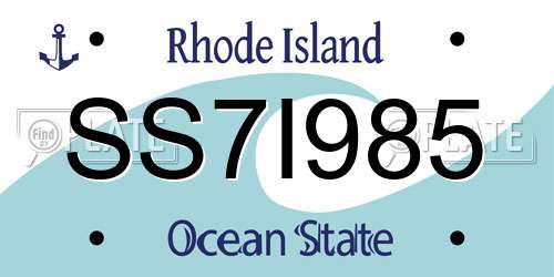 SS7I985 Rhode Island License Plate