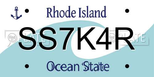 SS7K4R Rhode Island License Plate