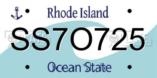 SS7O725 Rhode Island License Plate