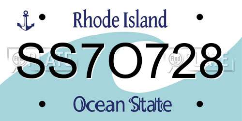 SS7O728 Rhode Island License Plate