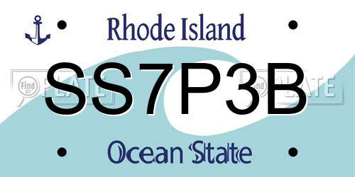 SS7P3B Rhode Island License Plate