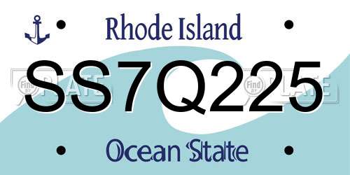 SS7Q225 Rhode Island License Plate