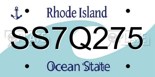 SS7Q275 Rhode Island License Plate