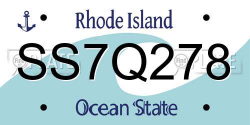 SS7Q278 Rhode Island License Plate
