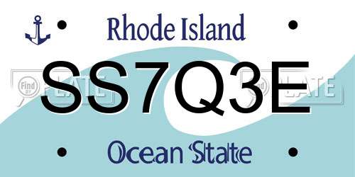 SS7Q3E Rhode Island License Plate