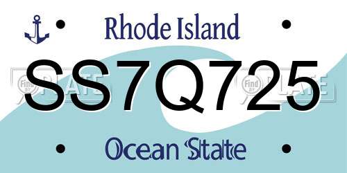 SS7Q725 Rhode Island License Plate