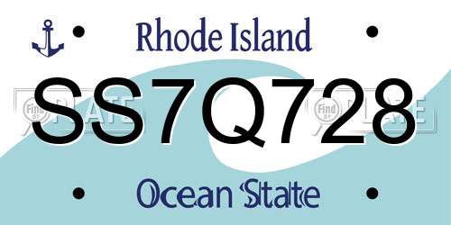 SS7Q728 Rhode Island License Plate