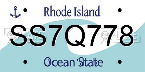 SS7Q778 Rhode Island License Plate