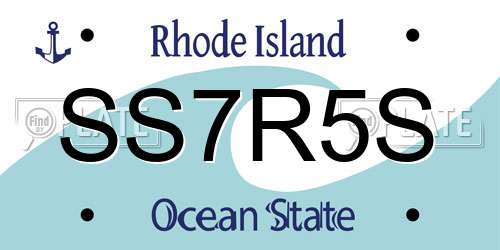 SS7R5S Rhode Island License Plate