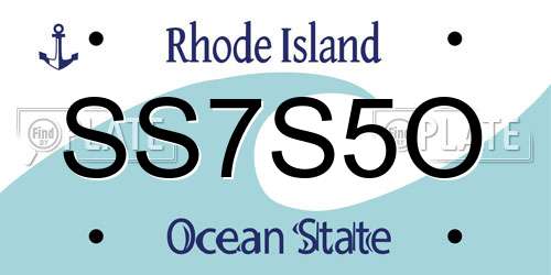 SS7S5O Rhode Island License Plate