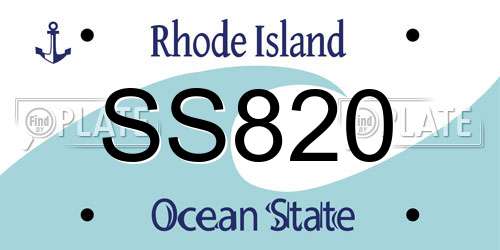 SS820 Rhode Island License Plate