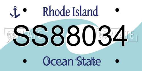 SS88034 Rhode Island License Plate