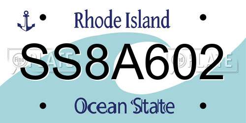 SS8A602 Rhode Island License Plate