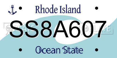 SS8A607 Rhode Island License Plate