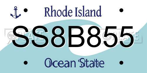 SS8B855 Rhode Island License Plate