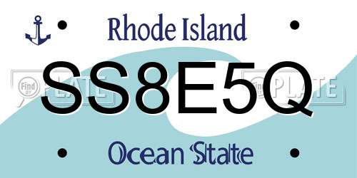 SS8E5Q Rhode Island License Plate