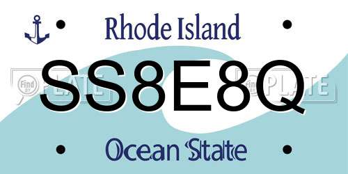 SS8E8Q Rhode Island License Plate