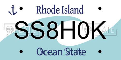 SS8H0K Rhode Island License Plate