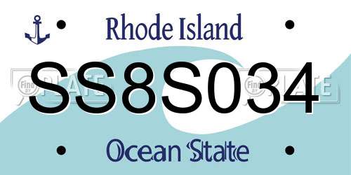 SS8S034 Rhode Island License Plate
