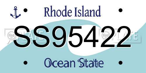 SS95422 Rhode Island License Plate