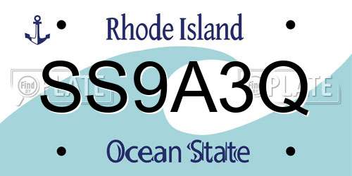 SS9A3Q Rhode Island License Plate