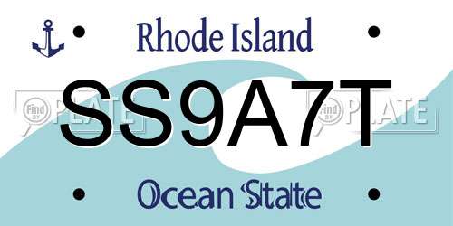 SS9A7T Rhode Island License Plate