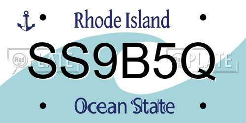 SS9B5Q Rhode Island License Plate