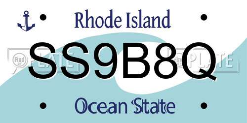 SS9B8Q Rhode Island License Plate