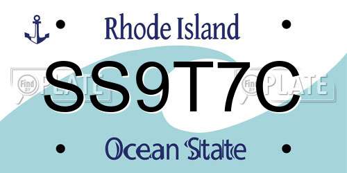 SS9T7C Rhode Island License Plate