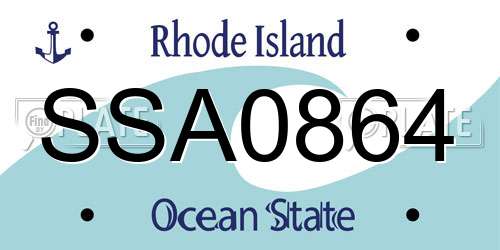 SSA0864 Rhode Island License Plate