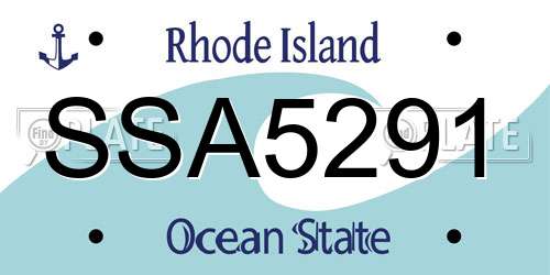 SSA5291 Rhode Island License Plate