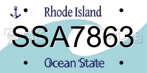 SSA7863 Rhode Island License Plate
