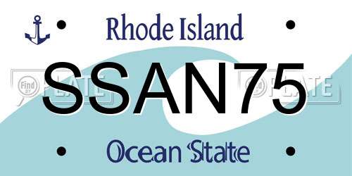 SSAN75 Rhode Island License Plate