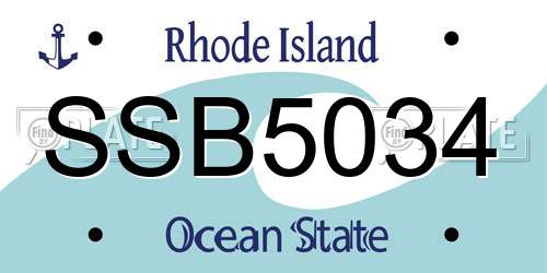 SSB5034 Rhode Island License Plate