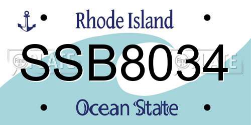 SSB8034 Rhode Island License Plate