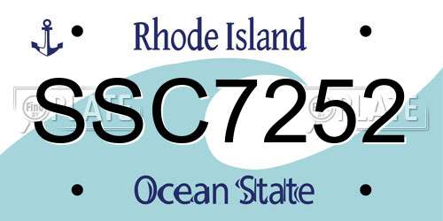 SSC7252 Rhode Island License Plate