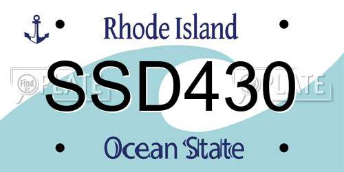 SSD430 Rhode Island License Plate