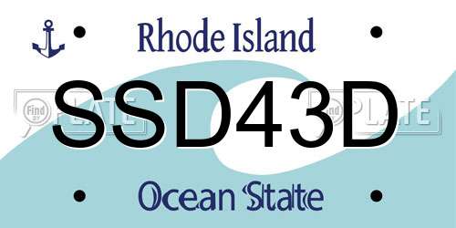 SSD43D Rhode Island License Plate