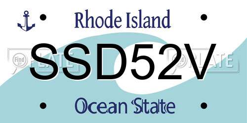 SSD52V Rhode Island License Plate
